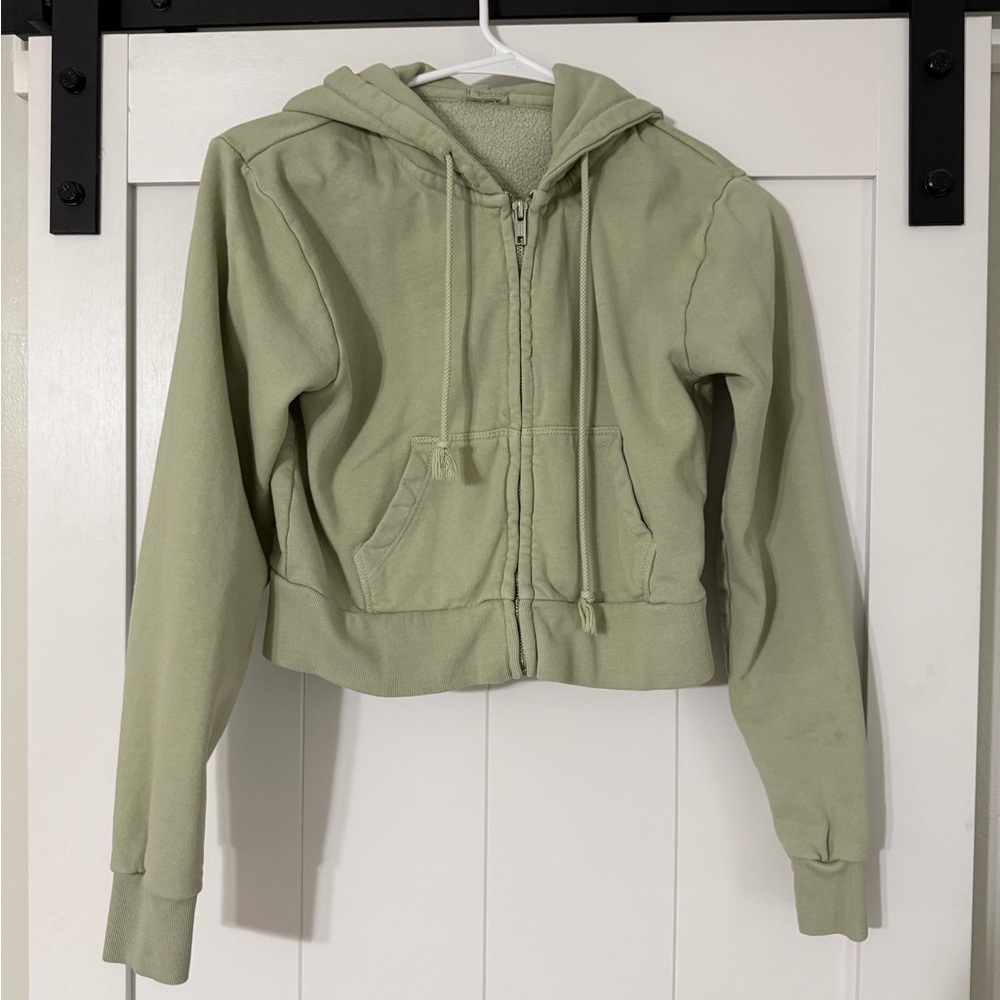 Women's Green Zip-Up Hoodie Jacket